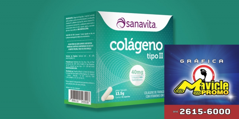 Sanavita apresenta Colágeno Tipo II   Guia da Farmácia   Imã de geladeira e Gráfica Mavicle Promo